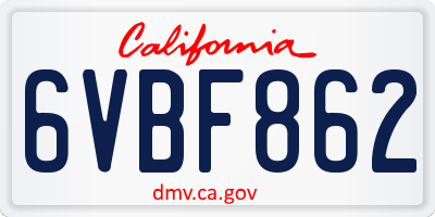 CA license plate 6VBF862