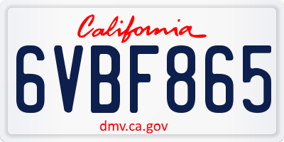 CA license plate 6VBF865