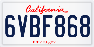 CA license plate 6VBF868