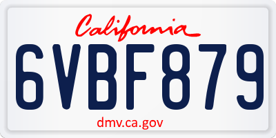 CA license plate 6VBF879