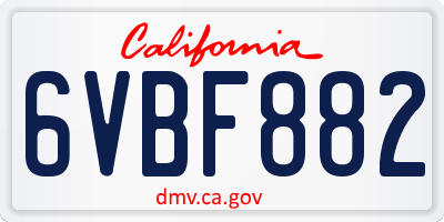 CA license plate 6VBF882