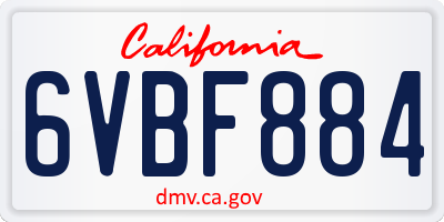 CA license plate 6VBF884