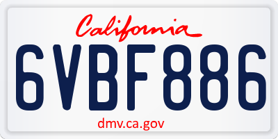 CA license plate 6VBF886