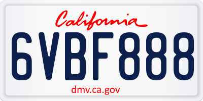 CA license plate 6VBF888