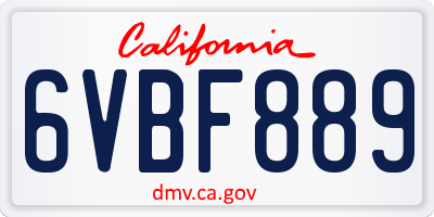 CA license plate 6VBF889