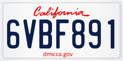 CA license plate 6VBF891