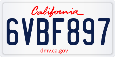 CA license plate 6VBF897
