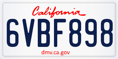 CA license plate 6VBF898