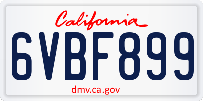 CA license plate 6VBF899