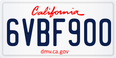 CA license plate 6VBF900