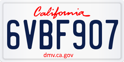 CA license plate 6VBF907
