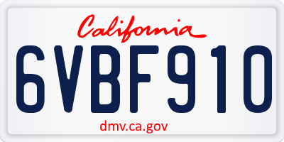 CA license plate 6VBF910