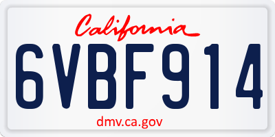 CA license plate 6VBF914