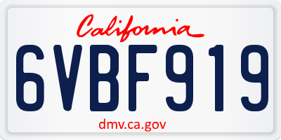 CA license plate 6VBF919