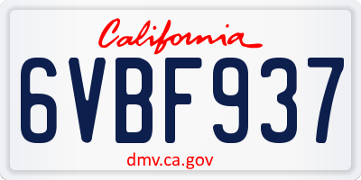 CA license plate 6VBF937