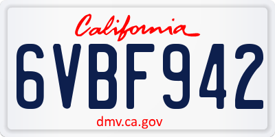 CA license plate 6VBF942