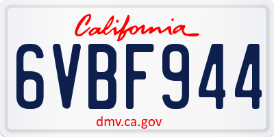 CA license plate 6VBF944
