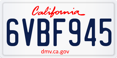 CA license plate 6VBF945