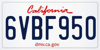 CA license plate 6VBF950