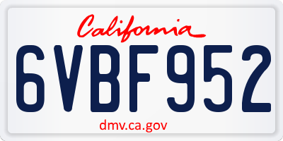 CA license plate 6VBF952