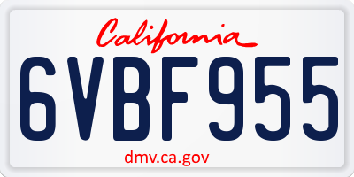 CA license plate 6VBF955
