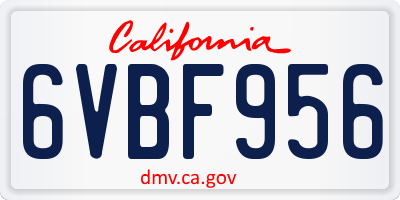 CA license plate 6VBF956