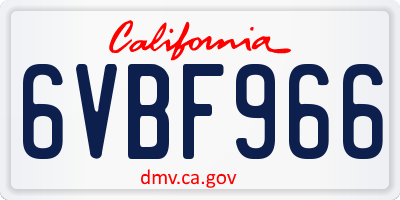 CA license plate 6VBF966