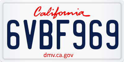 CA license plate 6VBF969