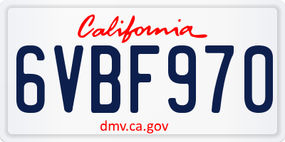 CA license plate 6VBF970