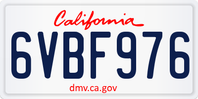 CA license plate 6VBF976