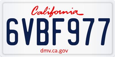 CA license plate 6VBF977