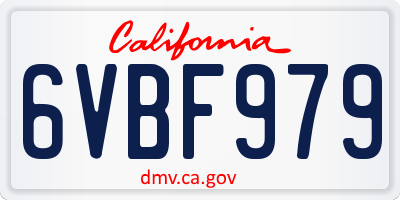 CA license plate 6VBF979