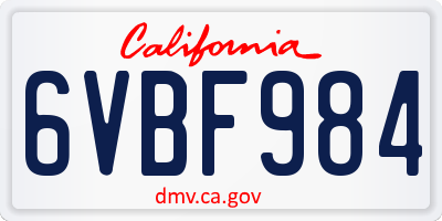 CA license plate 6VBF984