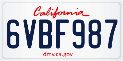CA license plate 6VBF987