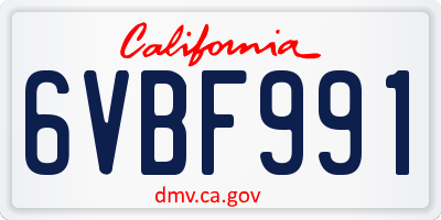 CA license plate 6VBF991
