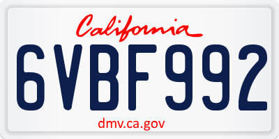 CA license plate 6VBF992