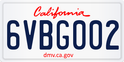 CA license plate 6VBG002