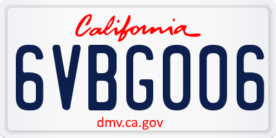 CA license plate 6VBG006