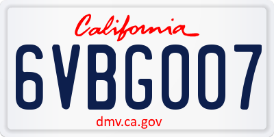 CA license plate 6VBG007