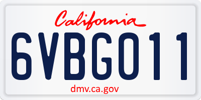CA license plate 6VBG011