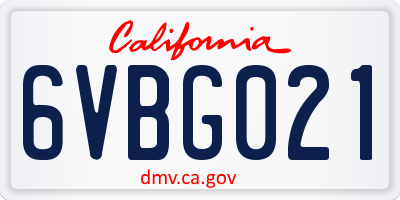 CA license plate 6VBG021