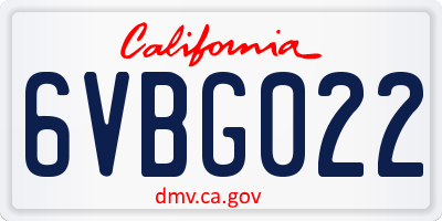 CA license plate 6VBG022
