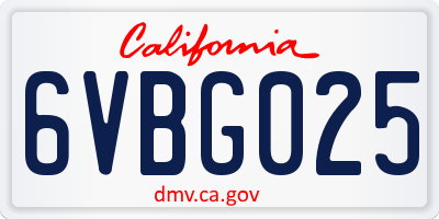 CA license plate 6VBG025