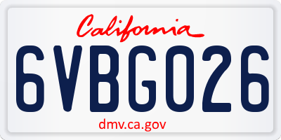 CA license plate 6VBG026