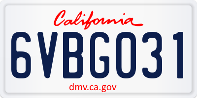 CA license plate 6VBG031