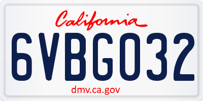 CA license plate 6VBG032