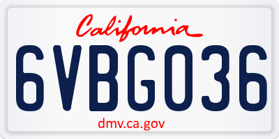 CA license plate 6VBG036