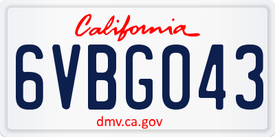 CA license plate 6VBG043