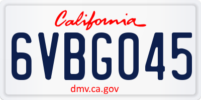 CA license plate 6VBG045
