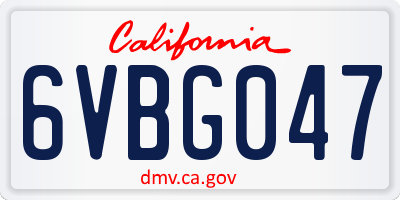 CA license plate 6VBG047